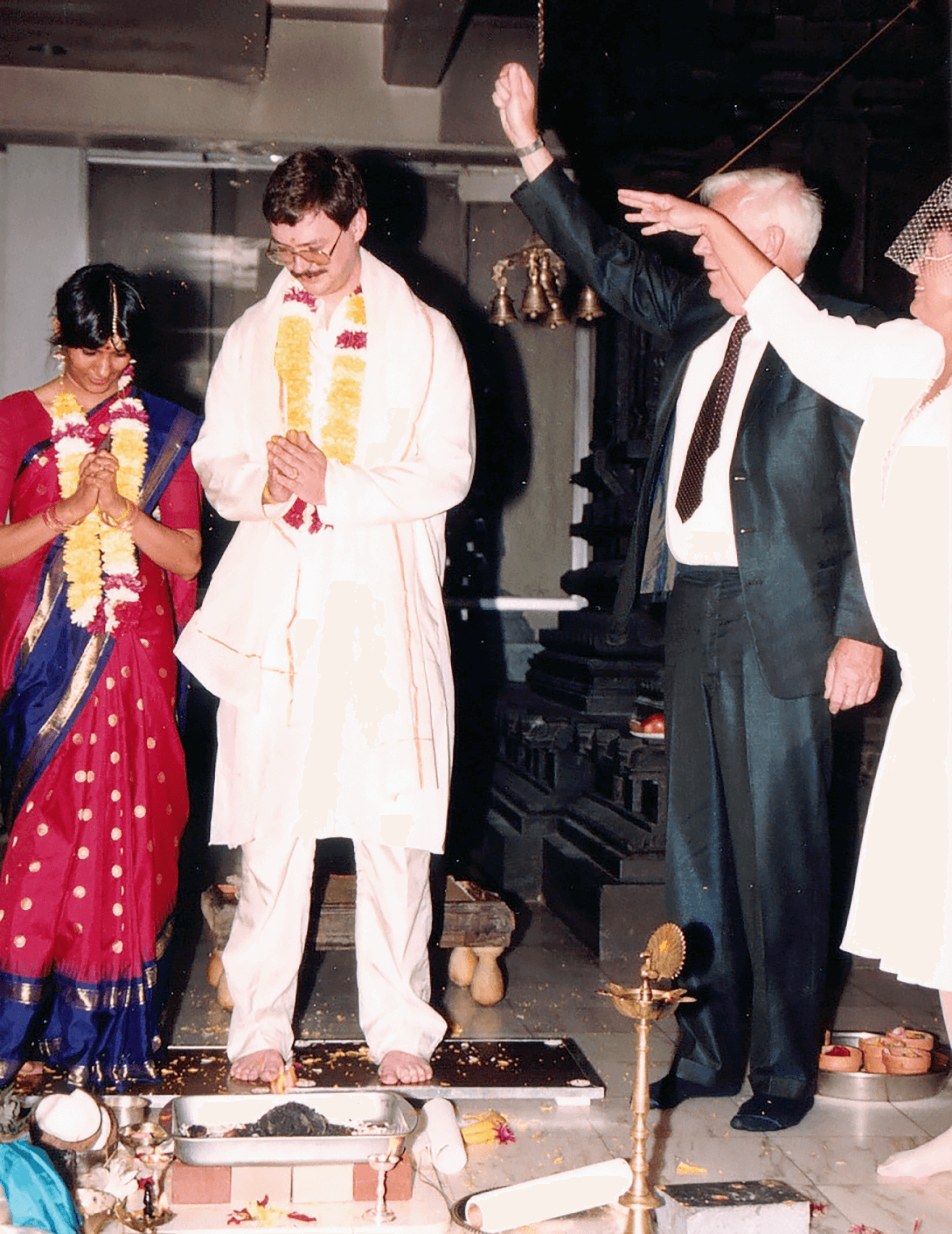 Spear and her husband, Steve, at their wedding ceremony at the Hindu temple in Queens, New York.