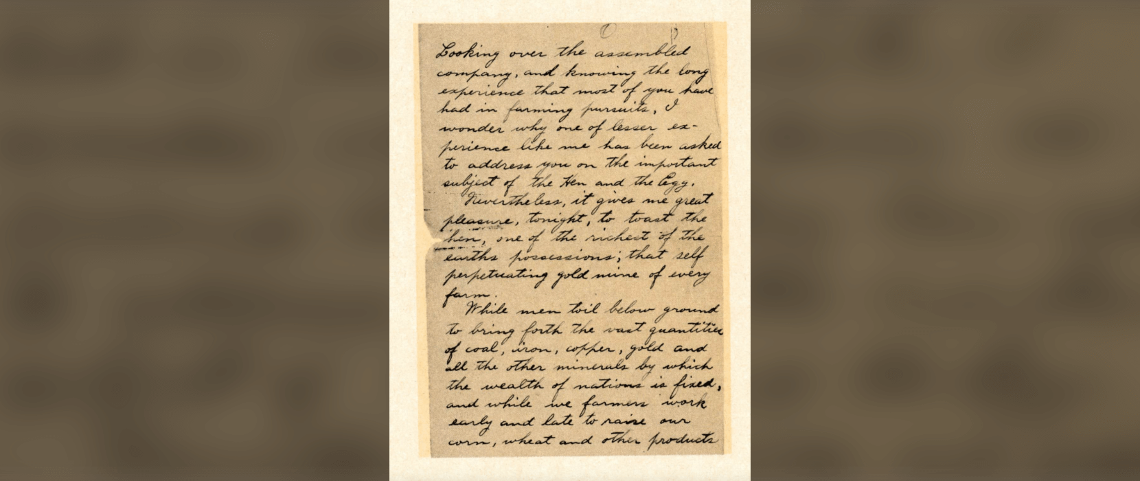 Handwritten speech from 1907