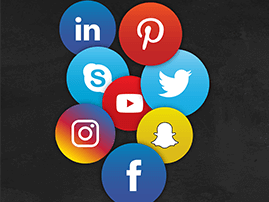 Social media icons floating