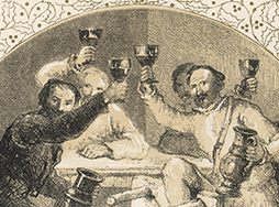 Men from 16th century toasting  